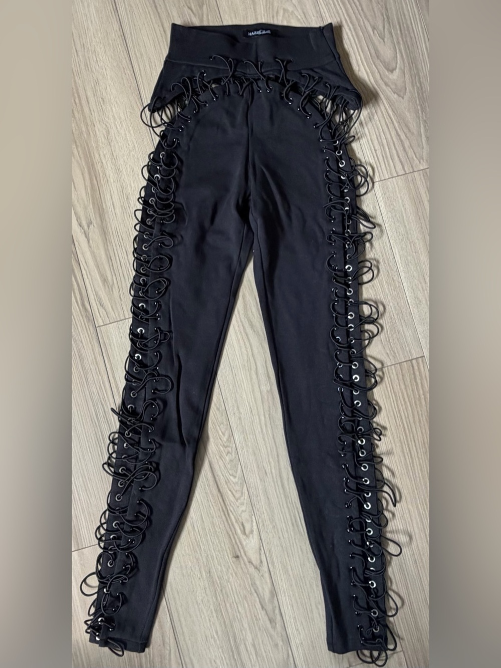 Y&R Young & Reckless Mazzi Bella Black Cross Tie High-Waist Leggings